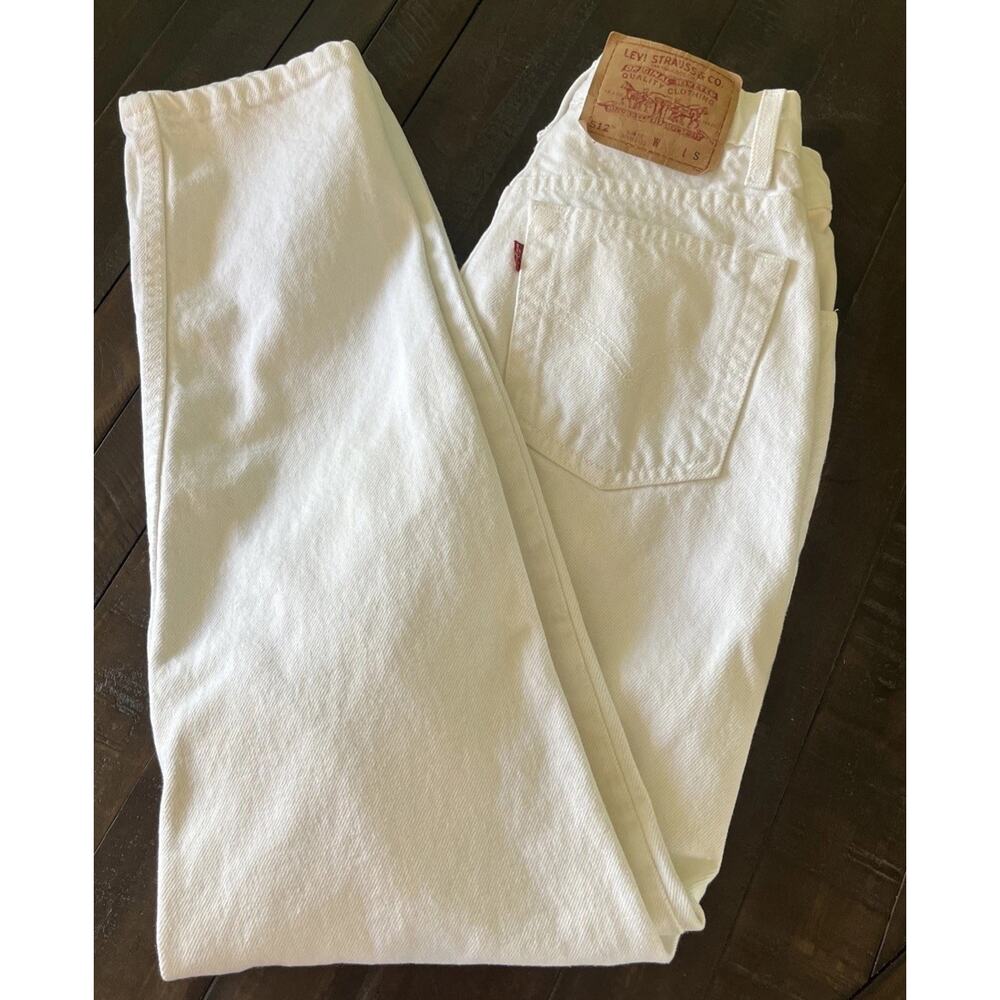 Vintage Levi’s 512 White Jeans Women’s 7 Short Tapered Leg High Rise 90s USA